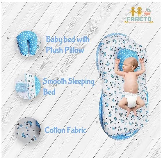 Infantbond Baby Mattress with net | Baby Carry Bag | 4 Pcs Bedding Set | Grey Sprial (0-6 Months) (Full Set)