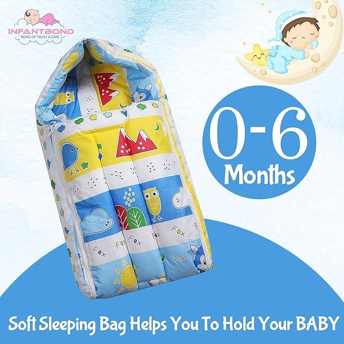 Infantbond Baby Mattress with net | Baby Carry Bag | 4 Pcs Bedding Set | Grey Sprial (0-6 Months) (Full Set)