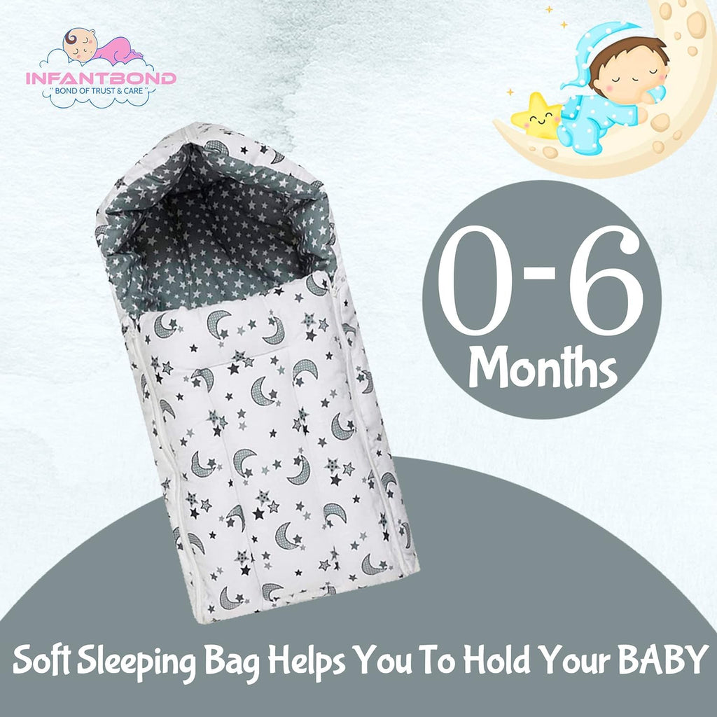 Infantbond Baby Mattress with net | Baby Carry Bag | 4 Pcs Bedding Set | Grey Sprial (0-6 Months) (Full Set)