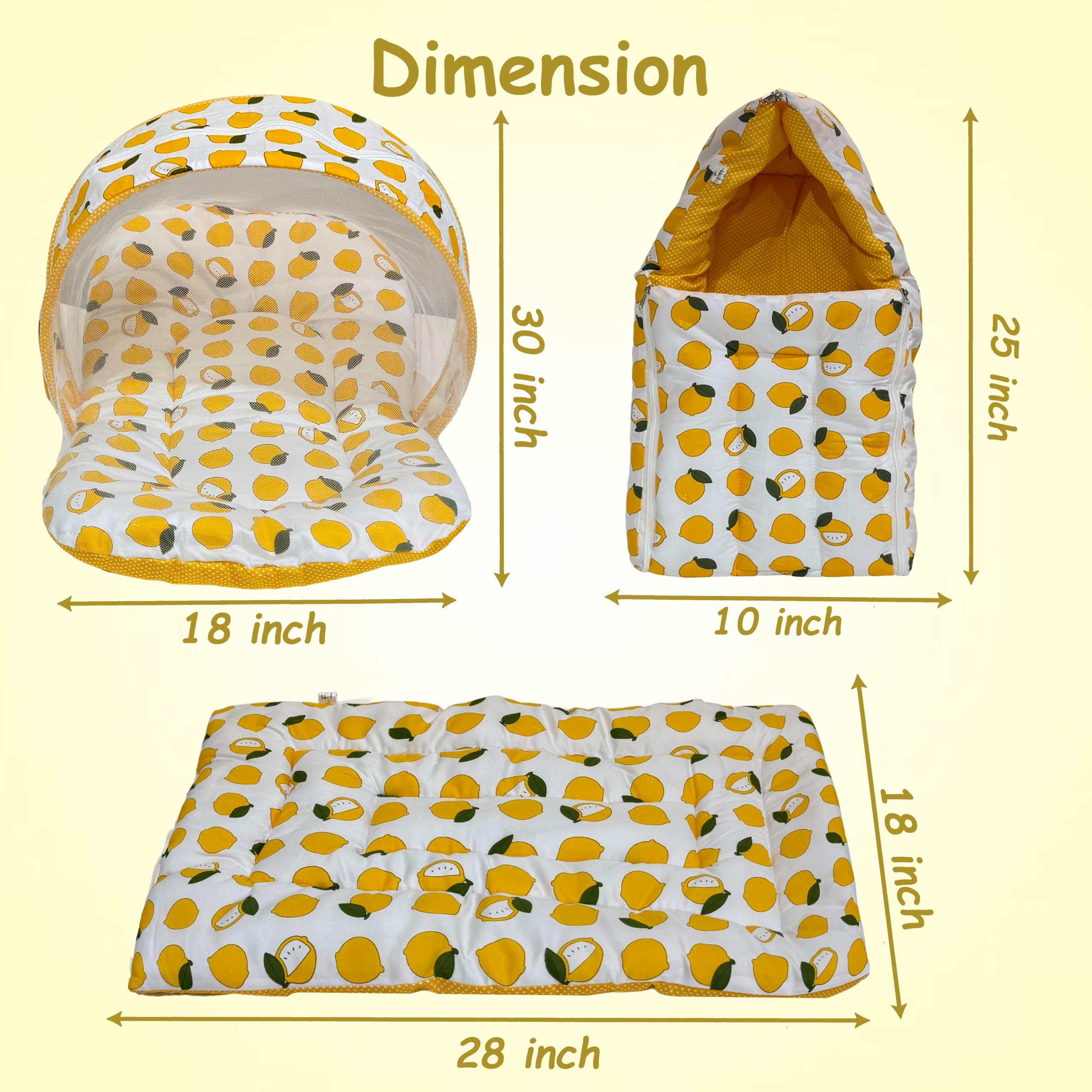 Infantbond Baby Mattress with net | Baby Carry Bag | 4 Pcs Bedding Set | Grey Sprial (0-6 Months) (Full Set)