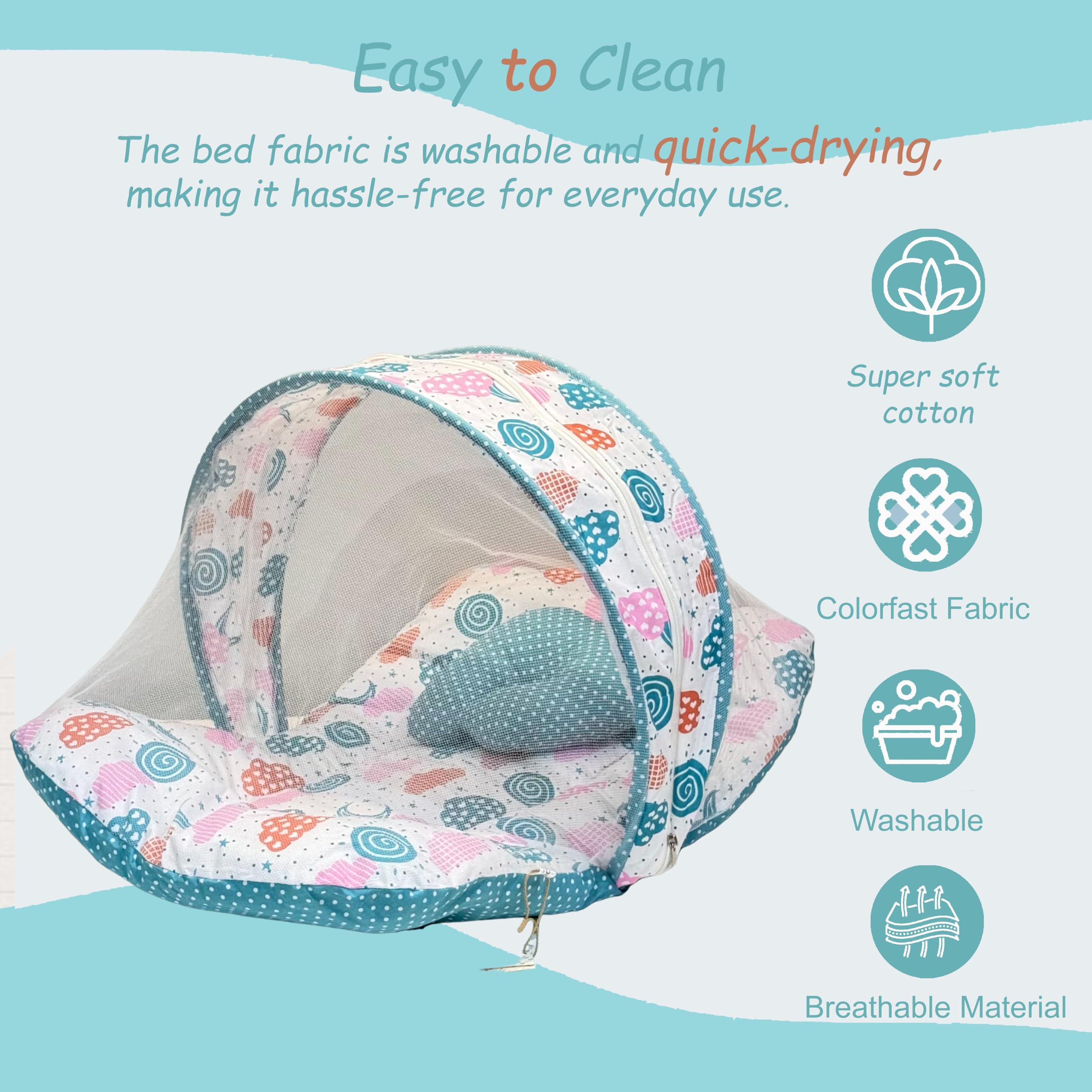 Infantbond Baby Mattress with net | Baby Carry Bag | 4 Pcs Bedding Set | Grey Sprial (0-6 Months) (Full Set)