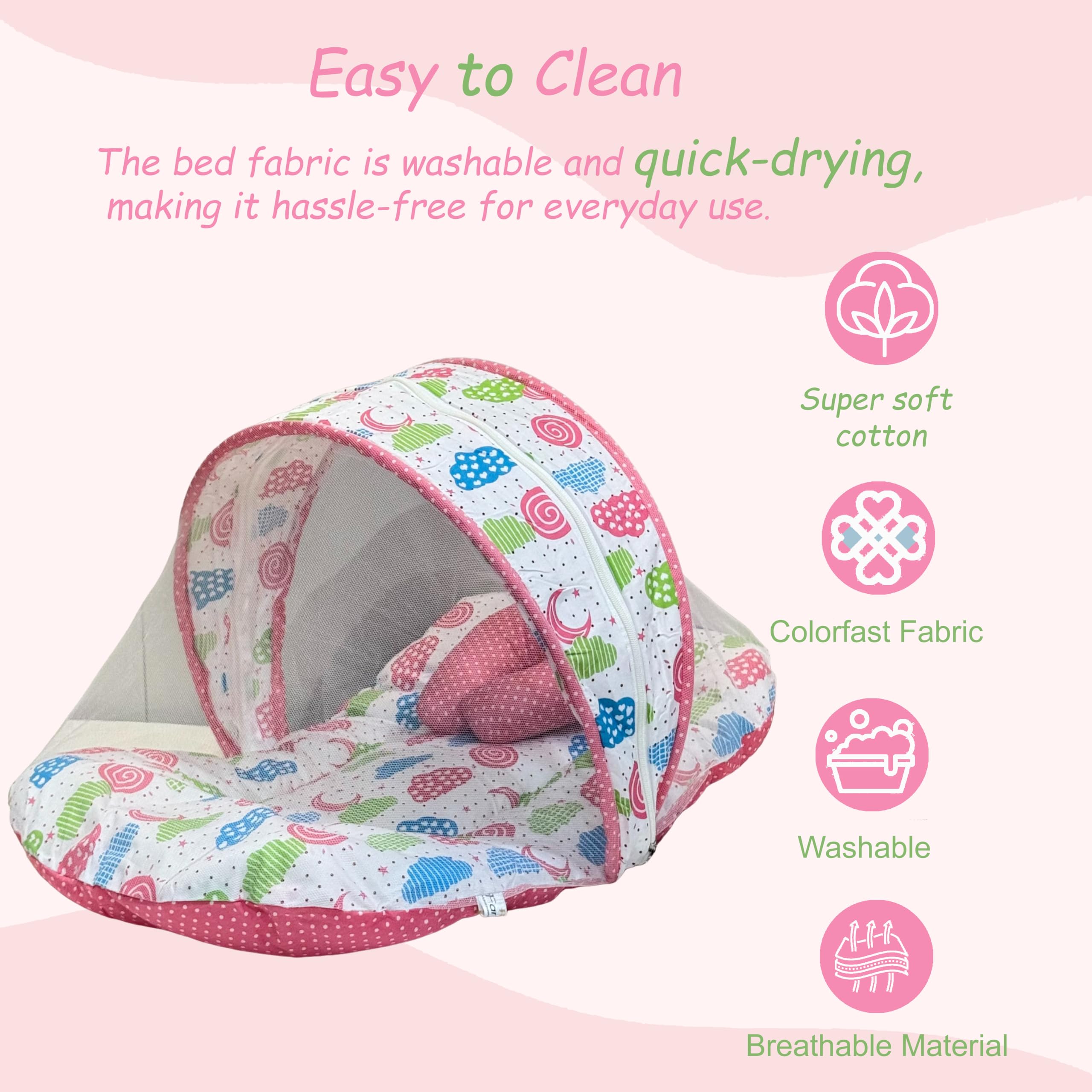 Infantbond Baby Mattress with net | Baby Carry Bag | 4 Pcs Bedding Set | Grey Sprial (0-6 Months) (Full Set)