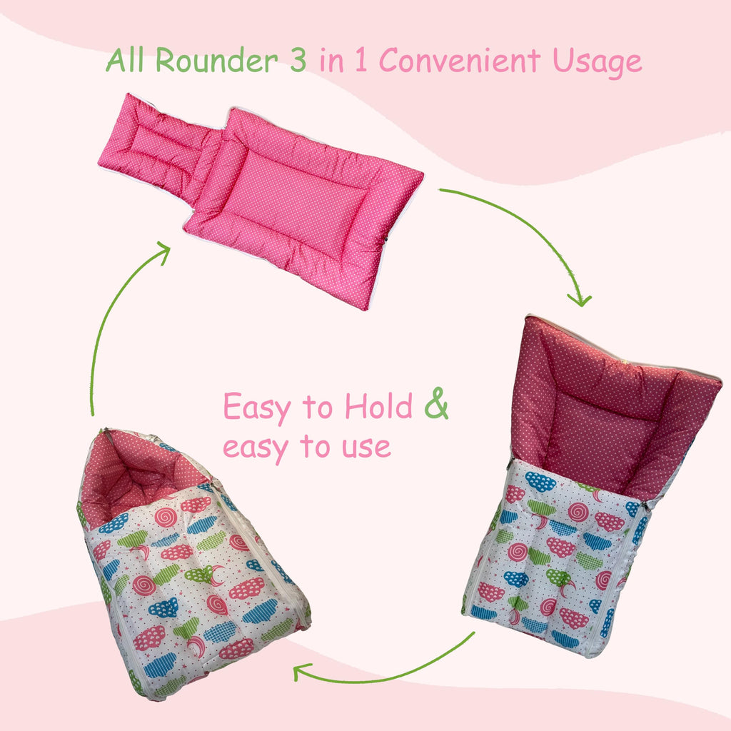 Infantbond Baby Mattress with net | Baby Carry Bag | 4 Pcs Bedding Set | Grey Sprial (0-6 Months) (Full Set)