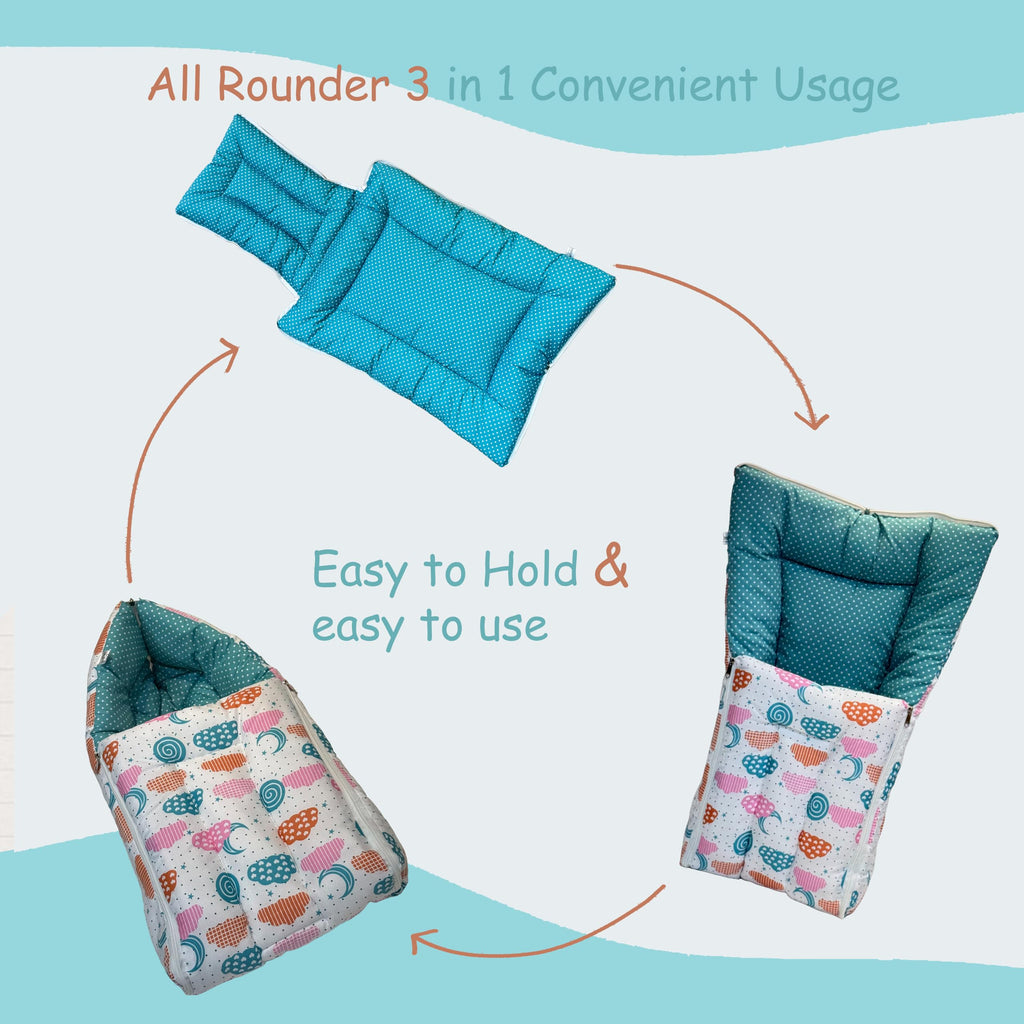 Infantbond Baby Mattress with net | Baby Carry Bag | 4 Pcs Bedding Set | Grey Sprial (0-6 Months) (Full Set)